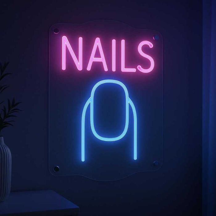 Неонова вивіска nails, неоновая вывеска nails, неонові вивіски манікюр