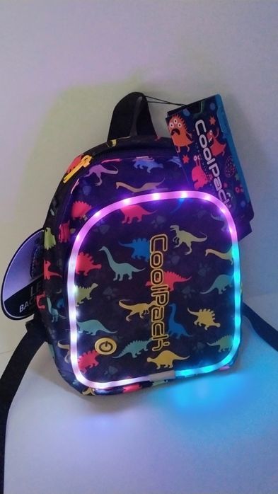 Coopack NOWY świecący plecak do przedszkola dinozaury Led USB 8 litr