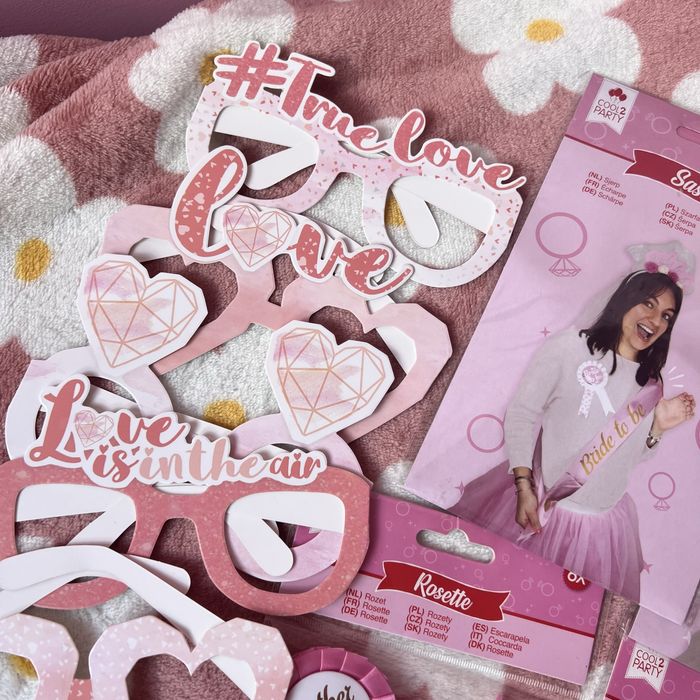 Cały zestaw bride to be przypinki okulary papierowe akcesoria wyprzeda