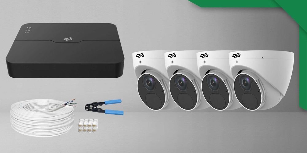 Monitoring IP PoE 5Mpx 4 czarne kopułki AI mikrofon dom sklep biuro IR