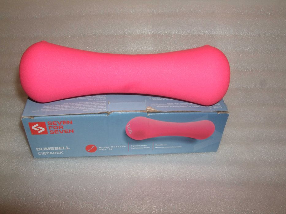 DUMBBELL Ciężarek TRENINGOWY Hantelek 1 kg. 16x5x5 cm. 1 kg PIĘKNY RÓŻ