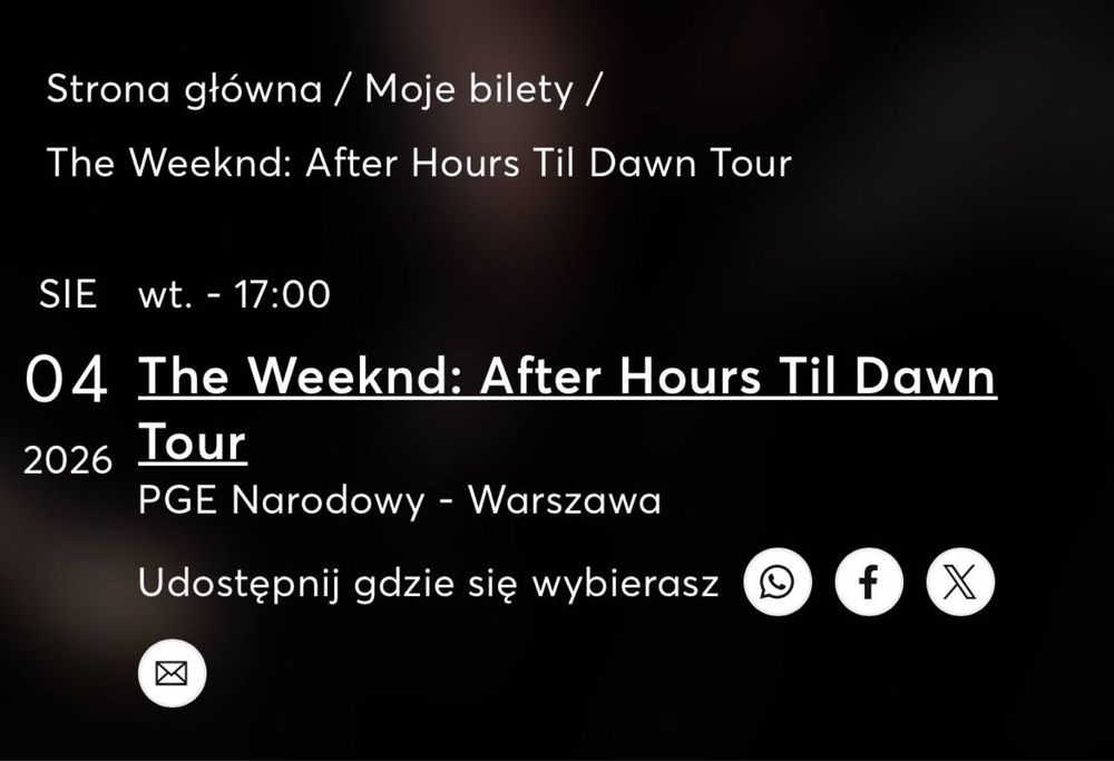 Квиток на концерт the Weeknd в Варшаві 04.08.2026