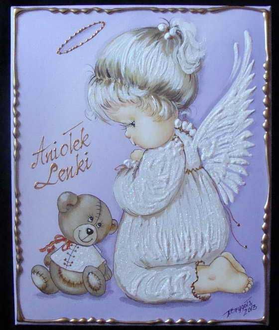 Aniołek obrazek dedykacja grawer pamiątka chrzest