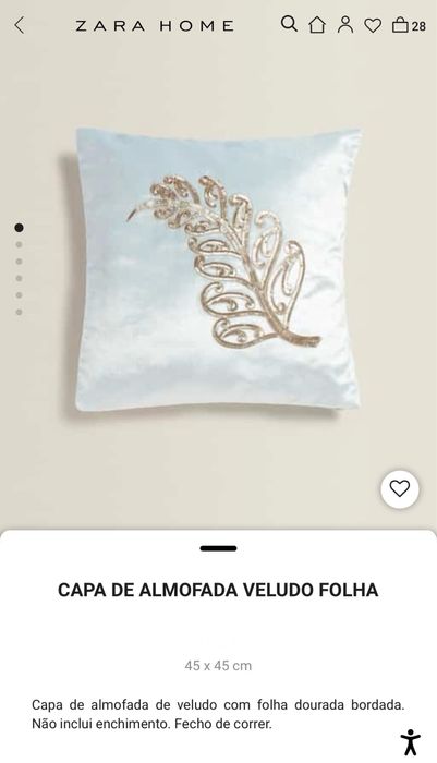 Capa De Almofada Veludo Folha Zara Home NOVO
