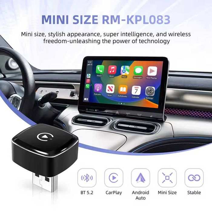 Anyfar Adaptador 2 em 1 Wireless CarPlay e Android Auto 2026 – USB Plug & Play WiFi 5.8GHz NOVO