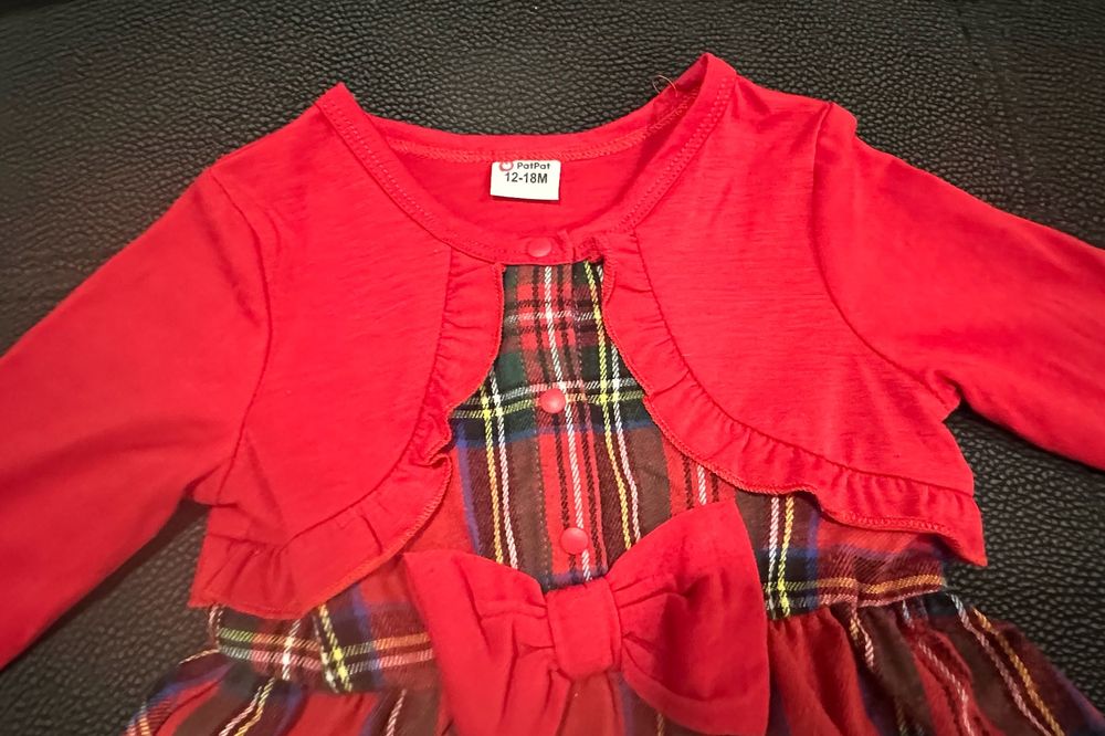 Vestido Vermelho Xadrez (12-18M) PatPat