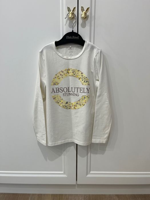 bluzka name it kremowa brokat żółta 122/ 128 organic cotton