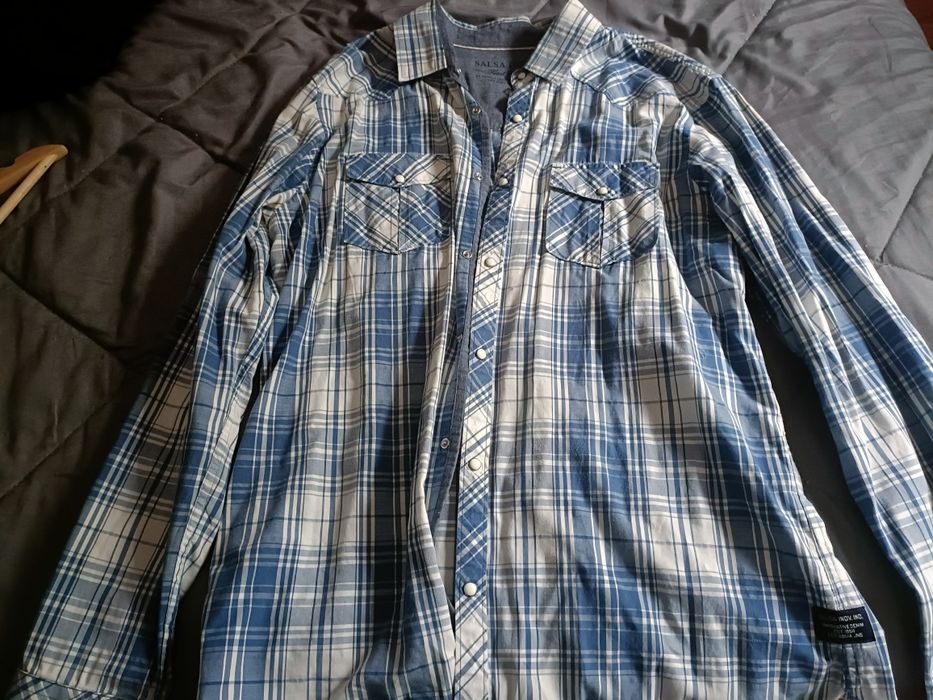 Vendo camisa azul xadrez salsa