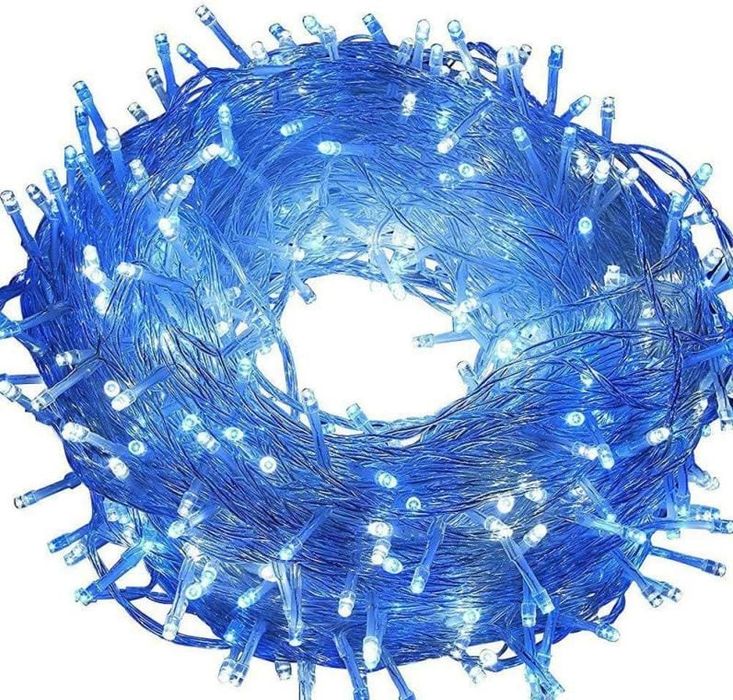 Lampki choinkowe 288 led typu gąsienica Cluster w kolorze niebieskim 2 m