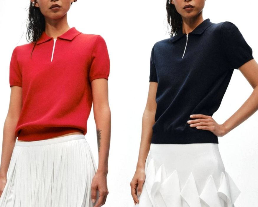 Поло Zara s m l червоне синє футболка