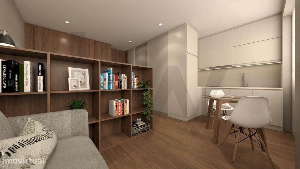 T0 de LUXO com Terraço. Qualidade de construção. Requinte nos acabamen