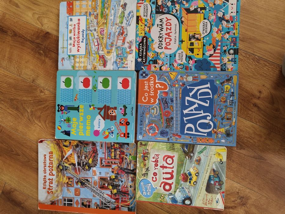 Książki dla dziecka zestaw 5 książek co robią auta, co jest w środku.