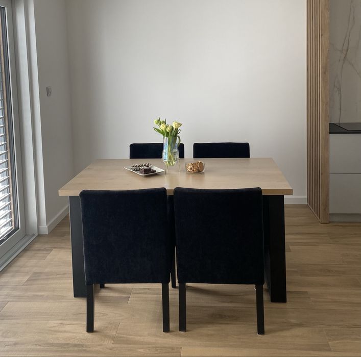 Zestaw stół loftowy / industrialny 150 × 90 cm – stalowe nogi, stolik kawowy
