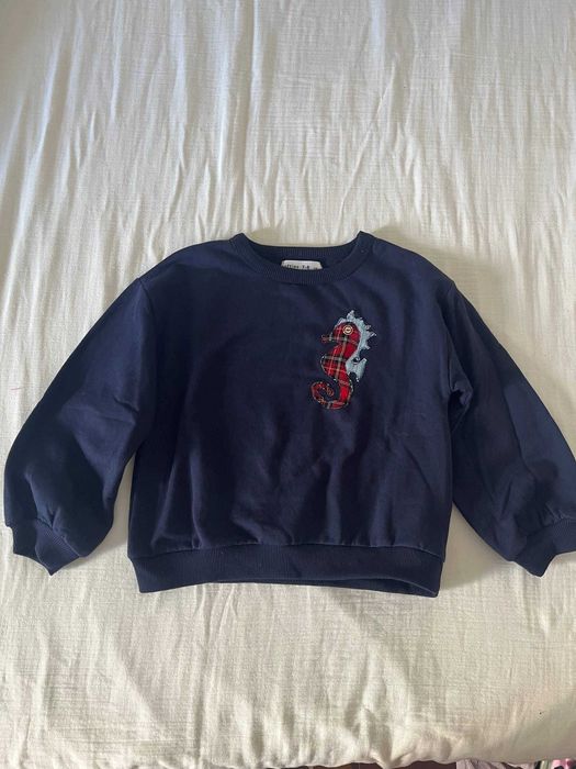 Sweatshirt Lefties azul-marinho com cavalo-marinho xadrez, 7-8 anos