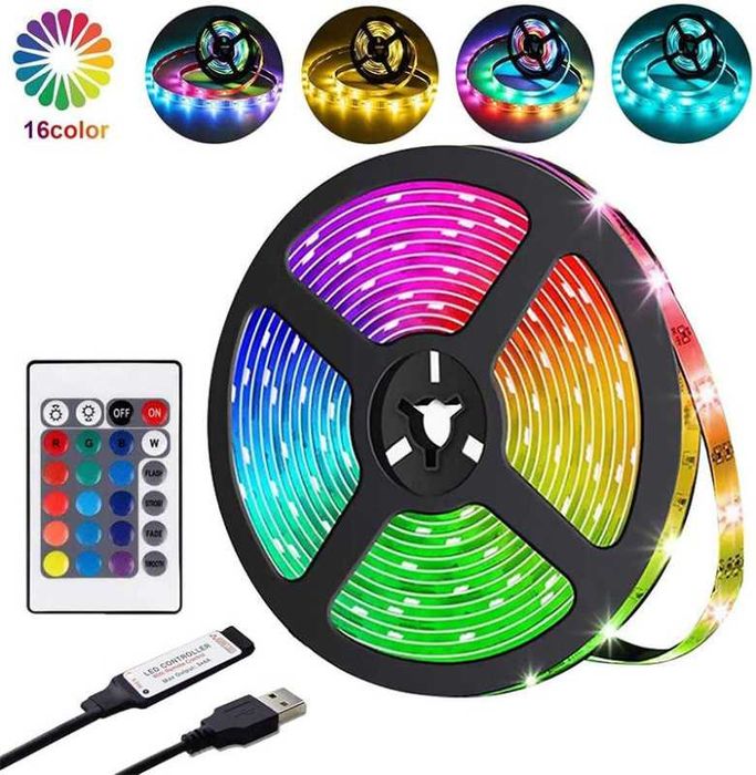 TAŚMA Led 300 DIOD RGB+pilot 5m DŁUGOŚCI, multikolor WODOODPORNA
