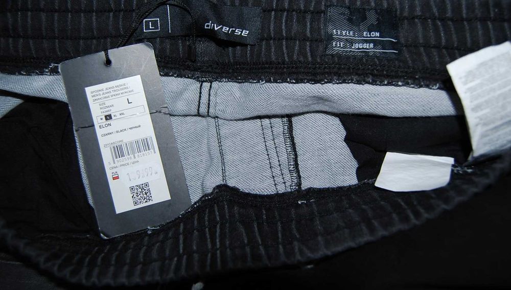 DIVERSE elon ROZ.L PAS 90 spodnie męskie ,joggery jak nowe stretch