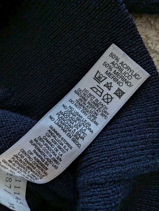 Elegancki granatowy wełniany sweter St. Bernard Dunnes M wełna merino