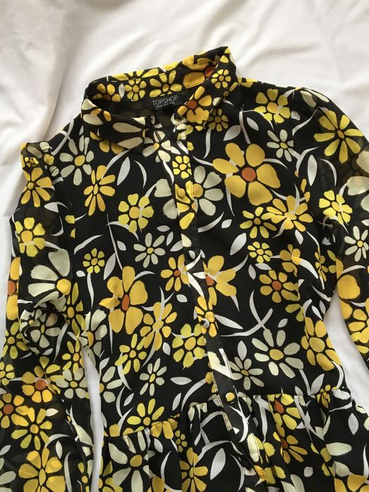 Topshop 34, xs, sukienka, długi rękaw ,szyfonowa