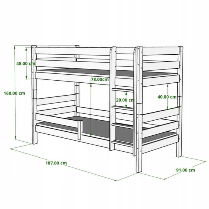 Łóżko piętrowe z drewna 180x80 GAGATEK MebleWróbel