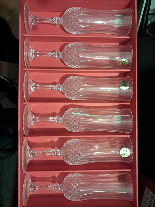 Conj. 6 Flutes de Champanhe Cristal d'Arques Paris Longchamp (Novas)