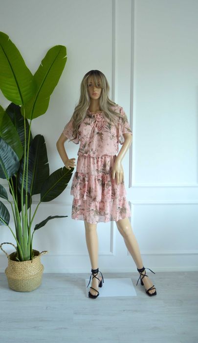 Nowa sukienka falbanki 40 kwiaty