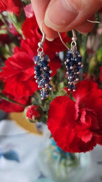 Kolczyki gronka z szafiru