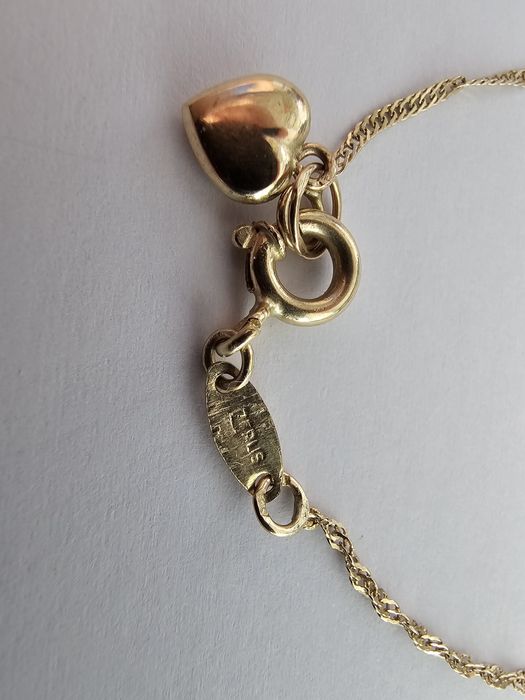 Pulseira de criança 9k com coração