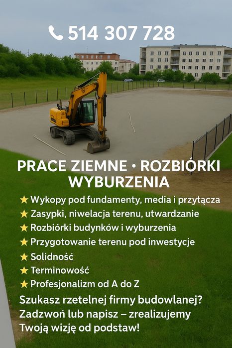 Prace ziemne koparka mini i 17ton