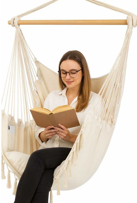 Hamak Brazylijski Fotel Wiszący Ogrodowy Krzesło Huśtawka+Poduszki 90