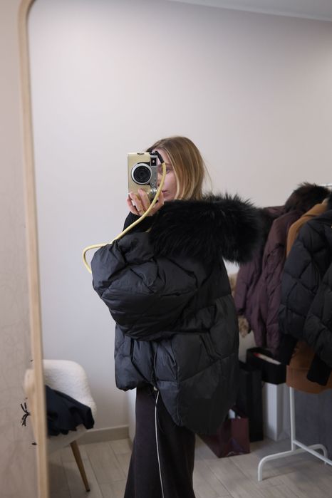 пуховик натуральний пух/хутро, M,L