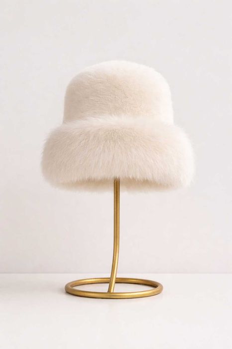 Stylowa biała czapka puchowa