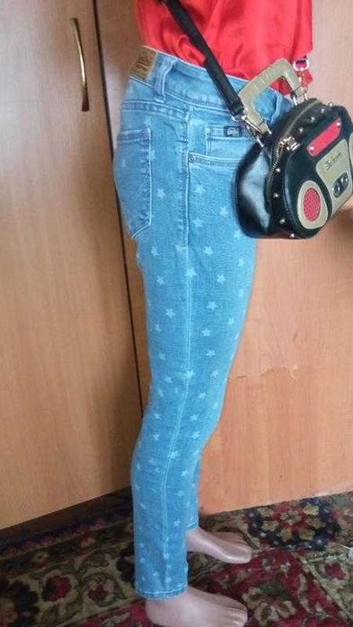 Деним джинсы в звёзды джинсовые скинни котон штаны лосины брюки