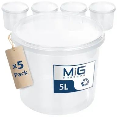 5 przezroczystych wiader 5l