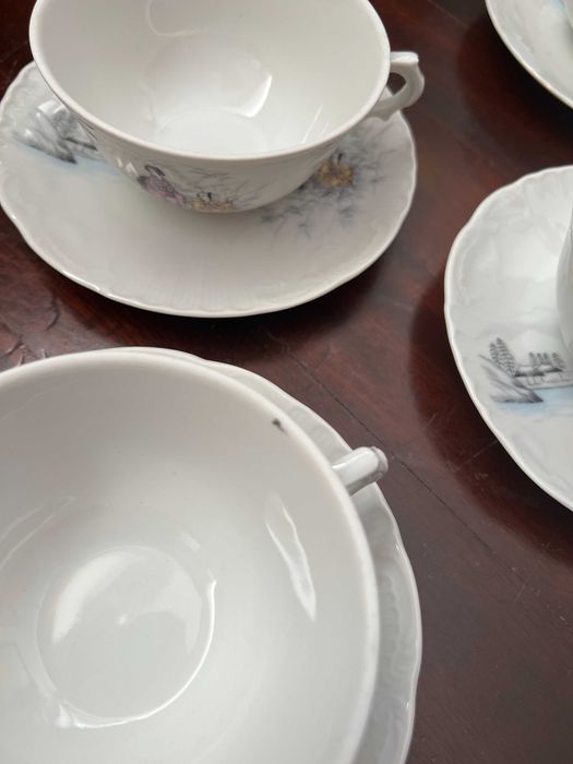 Serviço de chá porcelana Vista Alegre (anos 70) com motivos orientais