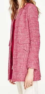 ZARA BASIC różowy płaszcz żakiet chanel tweed 36/S