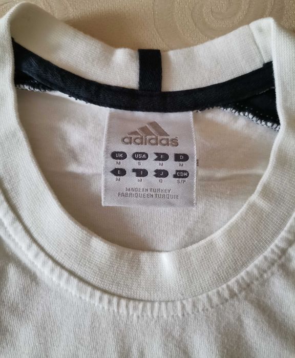 Biało-granatowy T-shirt Adidas rozmiar M