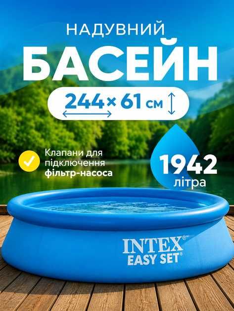 Сімейний надувний басейн Intex 28106 Easy Set 244 х 61 см Об'єм 1942 літ