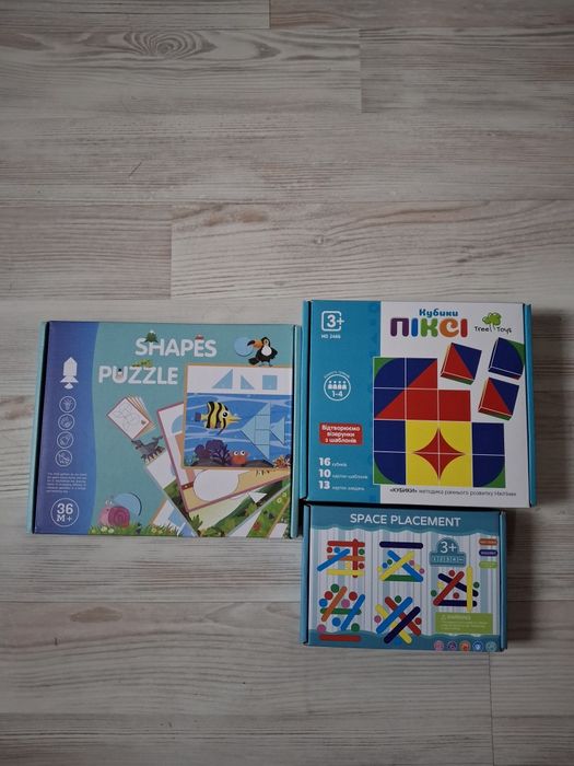 Мозаїки "Геоформи", "Pixy cubes" та "Палички і кола".