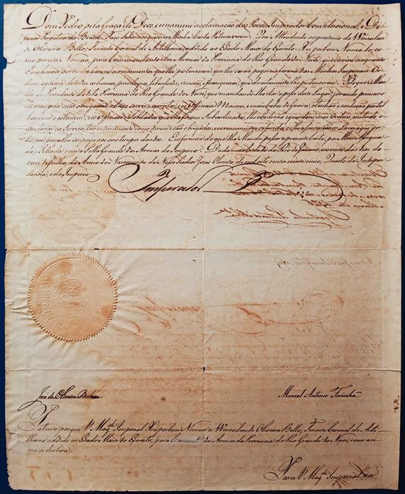 RARÍSSIMA Carta Patente de 1825 do Imperador do Brasil - D. PEDRO I -