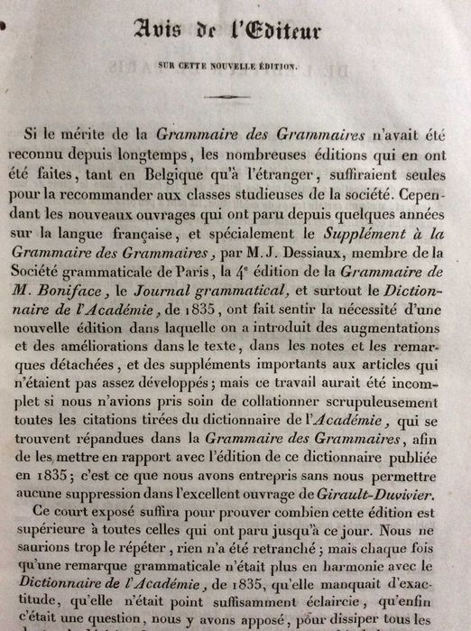Grammaire des Grammaires, ou Analyse Raisonnee... 1838. Raro
