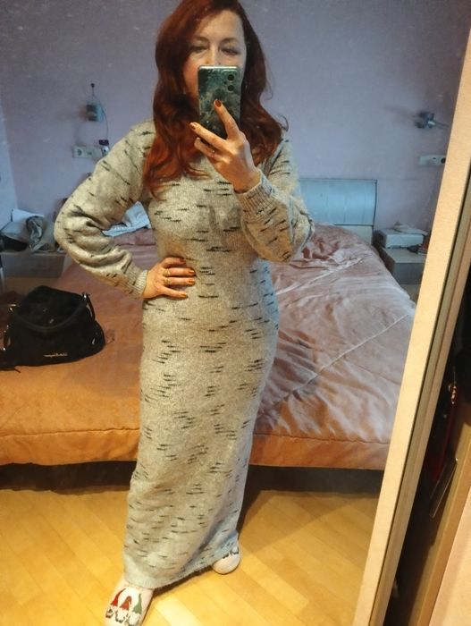 Сукня сіра тепла довга шерстяна