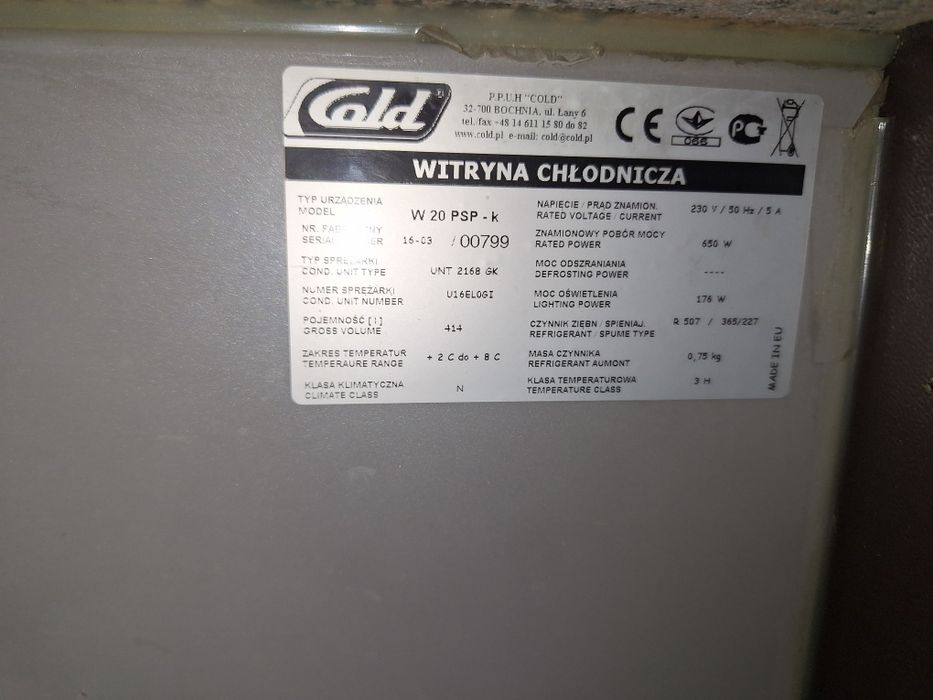 Lada witryna chlodnicza cold 2580 cm