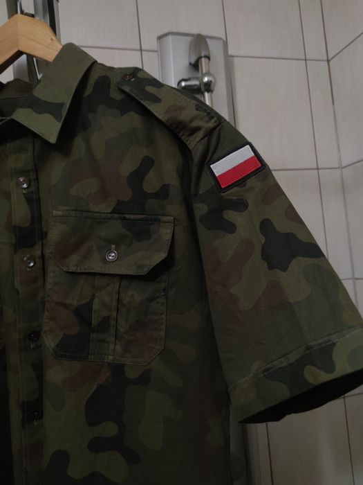 militarna koszula bluzka zapinana z krótkim rękawem XL classic sport
