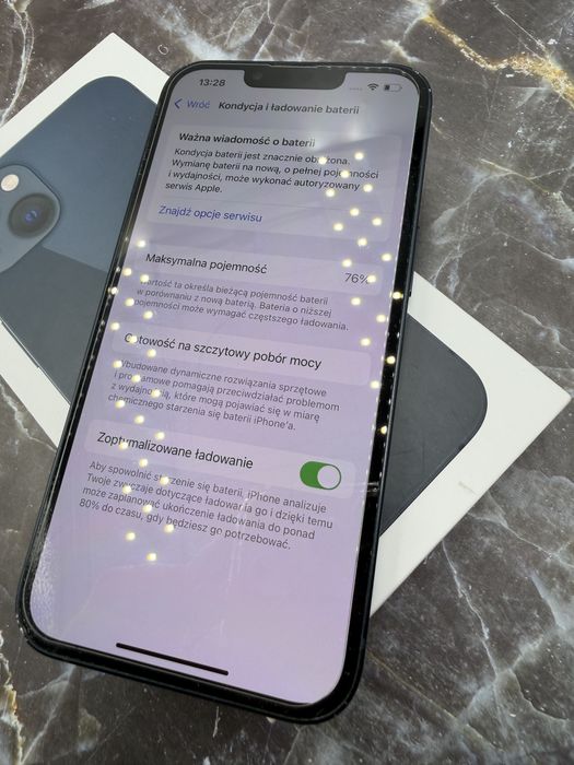 Smartfon iPhone 13 128GB, Komplet, Bez blokad, 100% sprawny