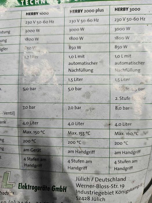 Profesjonalny Odkurzacz PAROWY HERBY 2000 PLUS