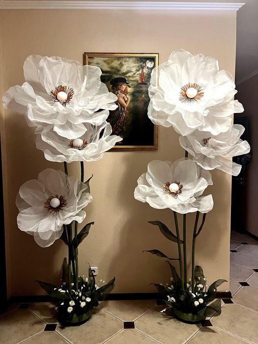 Цветы из ткани. Вуаль, органза. Ростові квіти