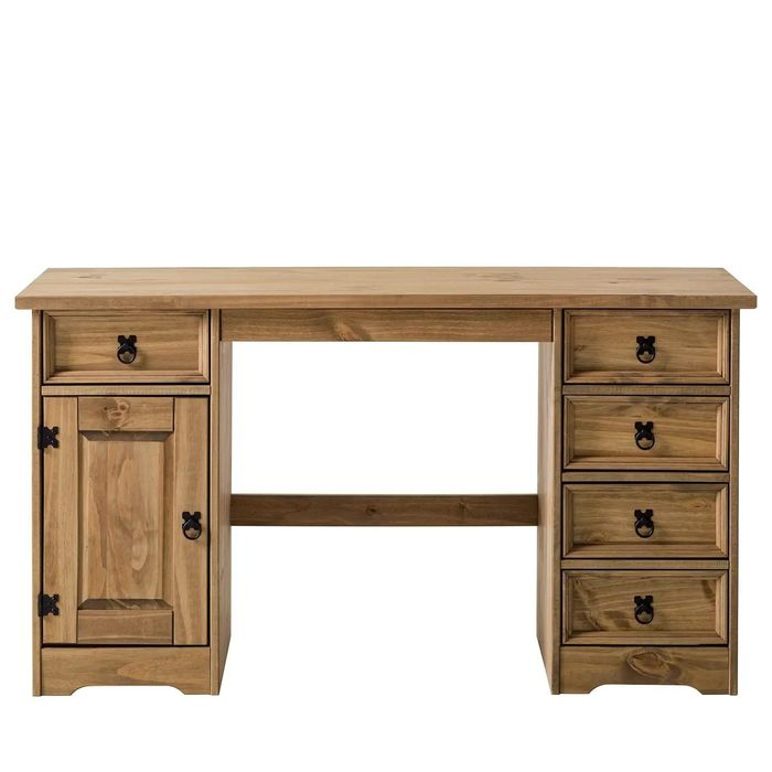 Solidne biurko drewniane – szuflady + szafka | Styl klasyczny