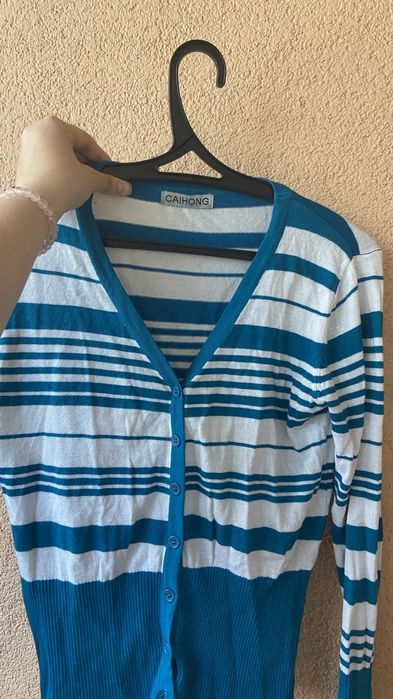 Кардиган, кофта з ґудзиками в полоску в корейському стилі