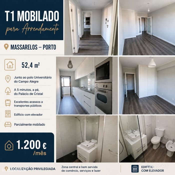 Arrendamento de apartamento mobilado. Localização privilegiada.