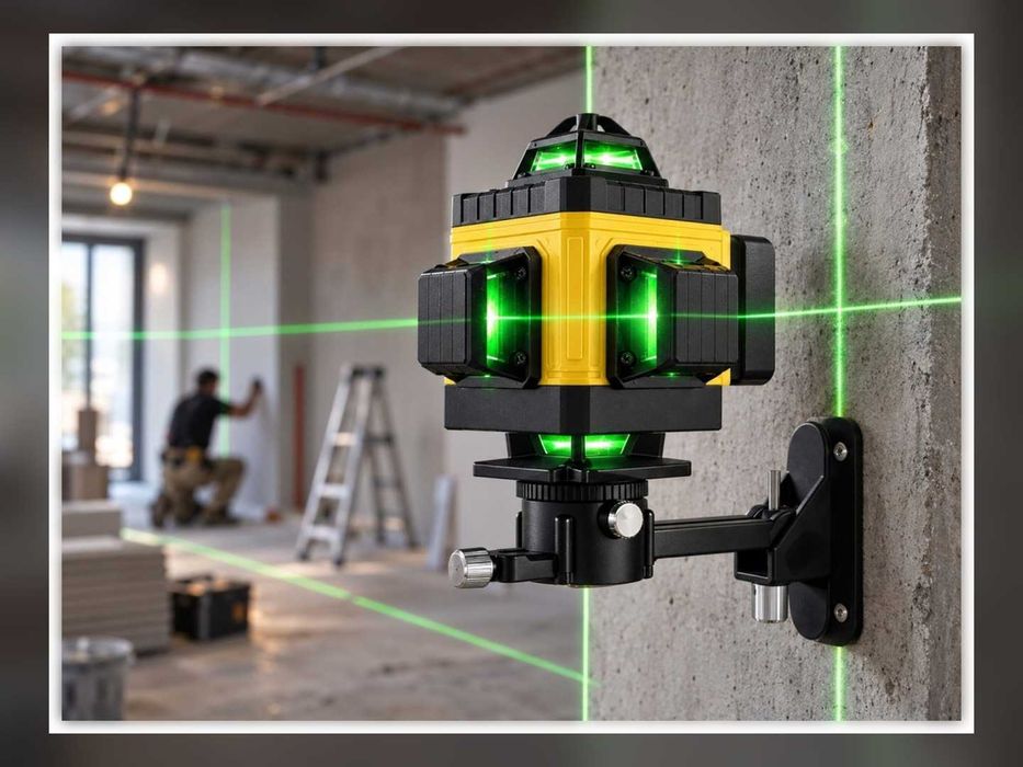 Nowa Poziomica Laserowa 4D 16 Linii Zielona 45 M Statyw Pilot Etui